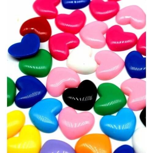 500pcs Plain heart resin acrylic cabochons Plain puffy Heart cabochons mix colors 15mm