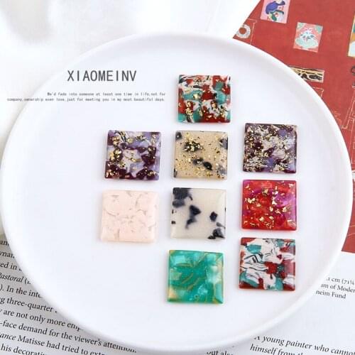 6pcs New 2020 Korean Pattern Gold Foil Bright Star With Hole Acetate Square Double Earrings For Women Diy Jewelry Accessories