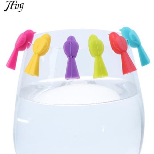 6PCS Silicone Bird Tits Wine Glass Mark Wine Glass Recognizer Cup Distinguisher (Mixed Color)