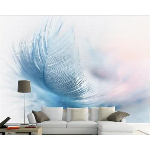 Bacal Custom fashion retro modern minimalist aesthetic blue feather wallpaper mural TV background wall wallpaper for walls 3 d