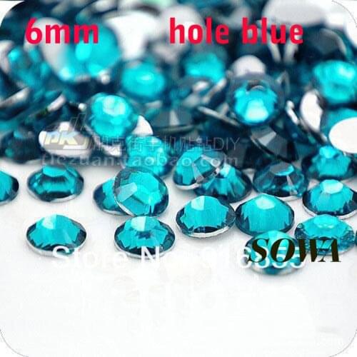 Free Shipping 500pcs/bag SS30 Size 6mm Hole Blue Color Resin Flatback beads,Nail Art beads,DIY Wedding Decoration