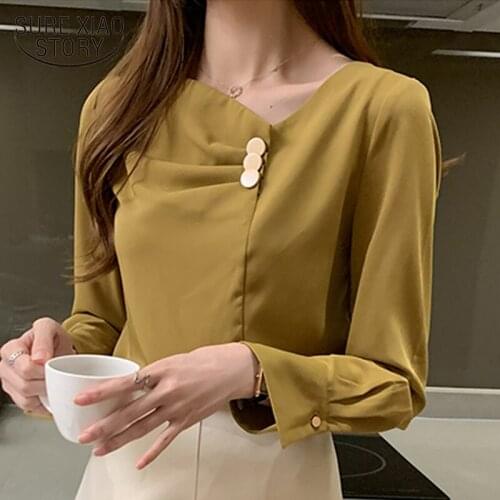 Blusa Autumn Long Sleeve V-neck Chiffon Blouse Shirt Tops Blouse Women Blusas Mujer De Moda 2021 Tops Women Blouses Shirts 16230