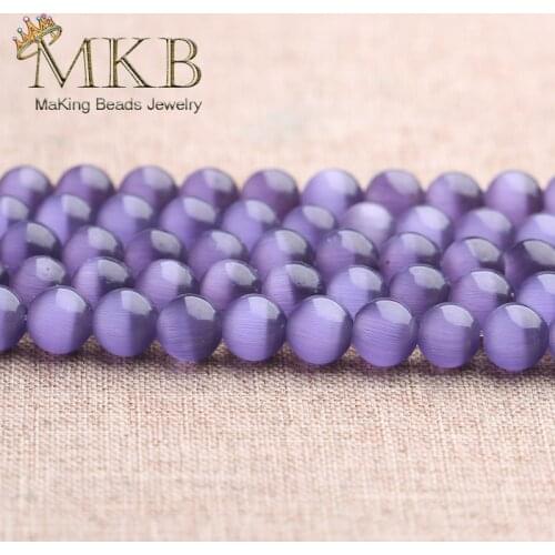 Wholesale Natural Purple Cat Eye Stone Round Spacer Beads For Jewelry Making 4 6 8 10 12mm Loose Beads Fit Diy Bracelet Necklace