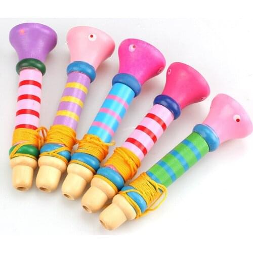 Wooden trumpet blowing childrens whistle toys baby playing musical instruments early childhood education toys wholesale