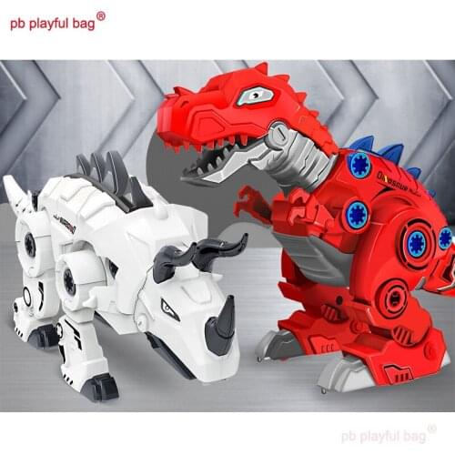 PB Playful Bag Childrens educational electric toy simulation dinosaur model manual assembly building block Creative gift UG61