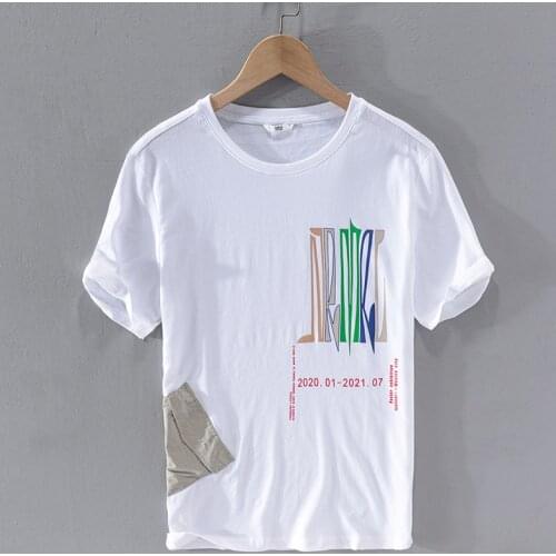 2020 Summer short-sleeved linen white t shirt men casual trendy with pocket t-shirt for men fashion tshirt mens comfortable