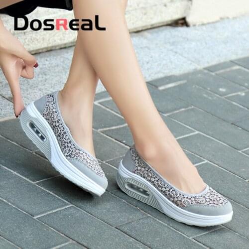 Dosreal 2020 Summer Women Flat Platform Shoes Women Breathable Casual Sneakers Shoes Slip On Platform Walking Shoes For Women