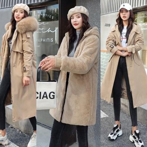 FMFSSOM Thick Warm Fleece Hooded Coats Long Thickness Parkas Large Fur Collar Snowoutwear New Winter Women Jackets