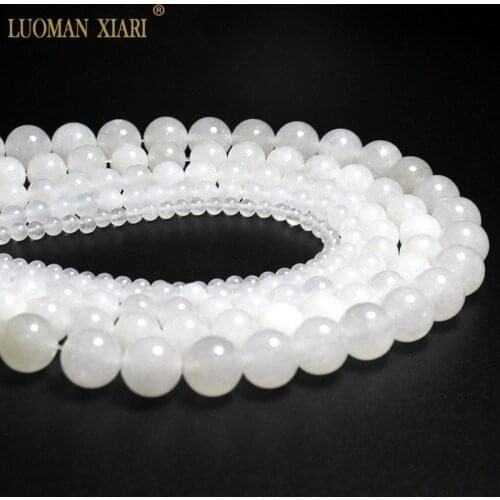 Wholesale AAA+ Round Shape Natural White jades Stone Beads For Jewelry Making DIY Crystal Bracelet 4/ 6/8/10 /12 mm Strand 15