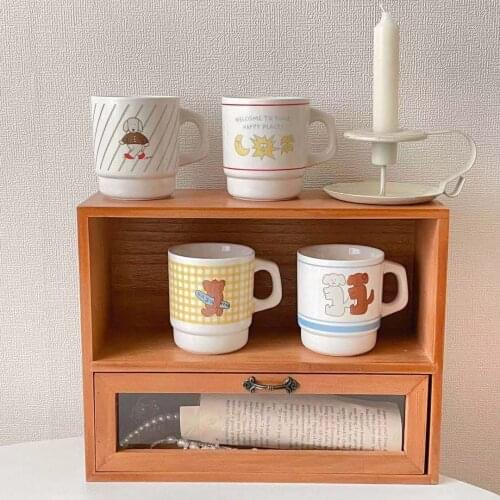 Korean Lovely Ceramic Series Mug Coffee Cup Creative Simple Milk Cup Home Cartoon Cup Coffee Mugs