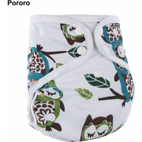 PORORO all in one baby cloth diaper with bamboo inserts, waterproof PUL AIO size adjustable nappies with white color binding