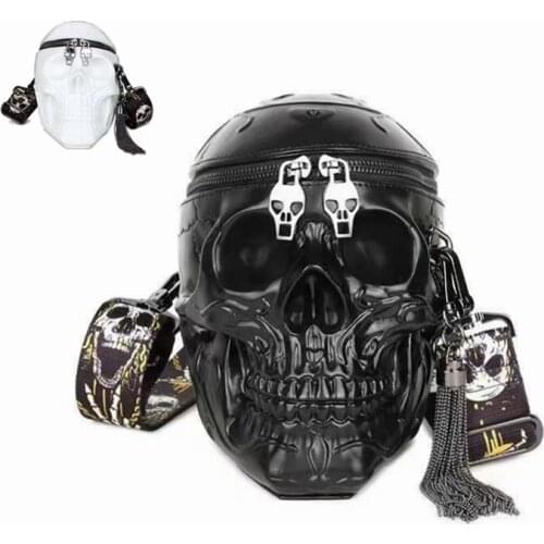 Fashion casual men and women bag three-dimensional skull bag one-shoulder cross-body bag mobile phone bag wallet