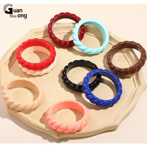 GuanLong Colorful Resin Bohemian Hand Bangles For Teen Girls Gift Spiral Acrylic Indian Bracelets Bangles With Designer Charms