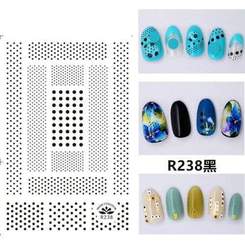 3D Stickers for Nails Self-adhesive Design Black Dots Stripe Girl Nail Art Decorations Decals Foil Wrap Manicure Accessories