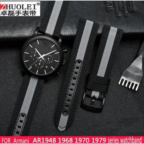 22mm nylon canvas watch belt is suitable for Armani ar1948 1968 1970 1979 male Luigi series needle buckle free of freight