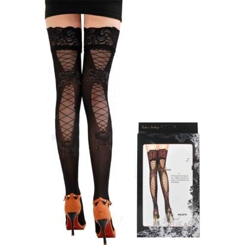 2021 New Women Sexy Stockings With Bow The Back Thigh Silicone Anti Slip High Spring Summer Autumn Lace Black