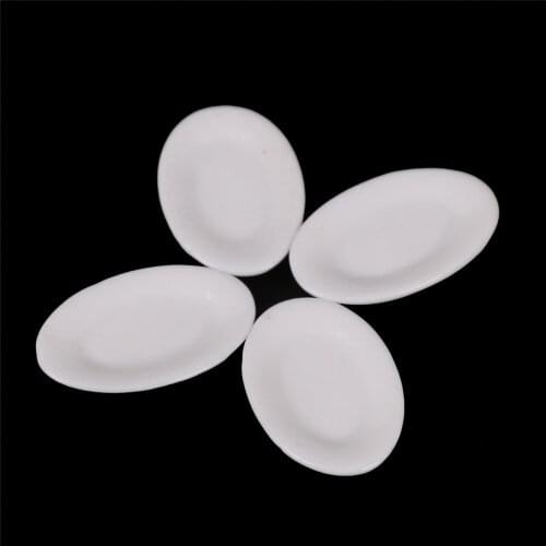 New 4Pcs/lot 1/12 or 1/6 Scale Dollhouse Miniature Ceramic Dishes Plate Tableware Decor Accessories White
