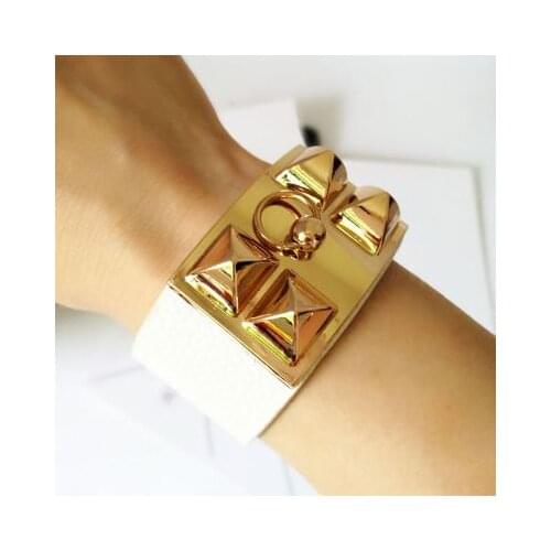 New Hot Fashion personality exaggerated leather temperament ladies wide bracelet