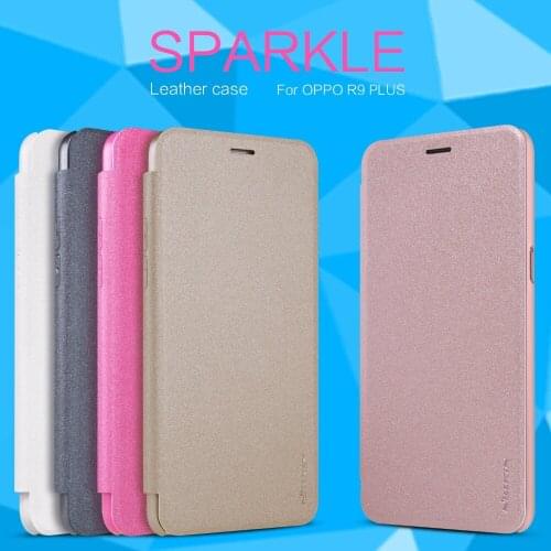 OPPO R9 Plus case NILLKIN Sparkle super thin flip cover luxury leather case for OPPO R9 Plus with Retailed Package