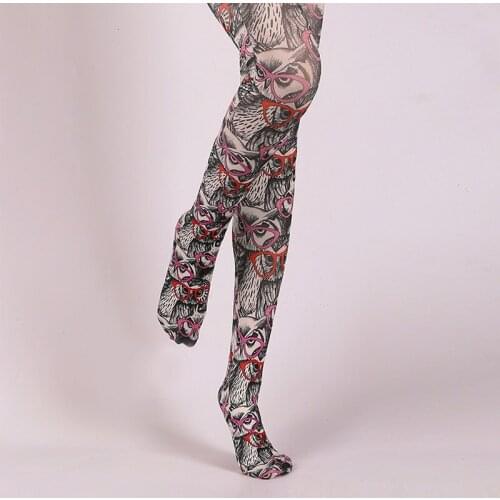 Owl With Glass Printed Pantyhose Wholesales