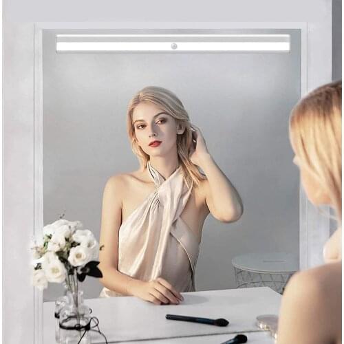 Rechargeable LED Mirror Light Vanity With PIR Sensor Motion Detection Rigid Bar Lamp Stick on bathroom cabinets Lighting espelho