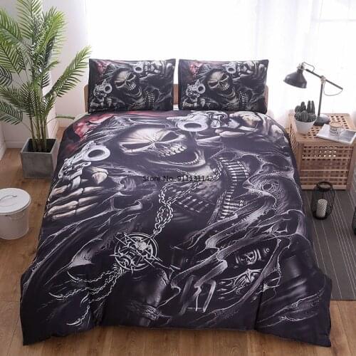 Modern Black Skull Pattern Down Quilt Cover Quilt Cover 3D Digital Print Bedding Cover Double/Queen/King-size Bedding