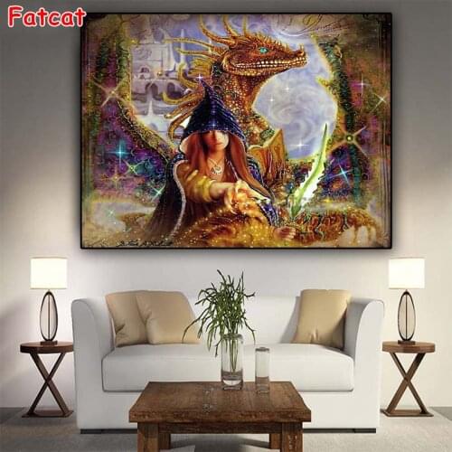 Full square round Anime beauty fantasy dragon 5d diy diamond painting fairy diamond embroidery diamond stitch home decor PP2659