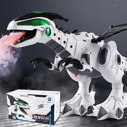QWZ New Large Dinosaur Toys For Kids White Spray Electric Dinosaur Animal Robot Model Mechanical Pterosaurs for Children Gift
