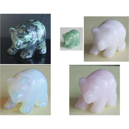 Hand Carved Mixed gemstom crystal Panda Bear animal Figurine Animal carving