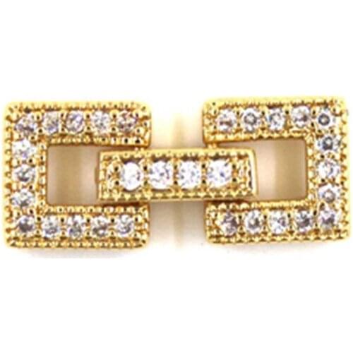 DIY Necklace Bracelet Connectors Clasp 18K Gold Plating Copper Cubic Zirconia Clasps For Jewelry Making Fastening Accessories