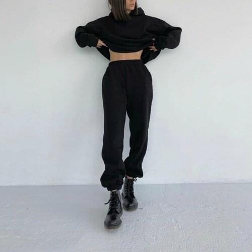 Solid Casual Tracksuit Women Sports 2 Pieces Sets Sweatshirts Pullover Hoodies Pants Suit 2020 Sweatpants Trousers Outfits Sets