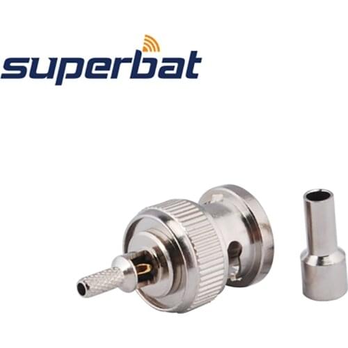 Superbat 10pcs BNC Crimp Plug Connector for RG174,RG316,LMR100,1.13mm,1.37mm Cable