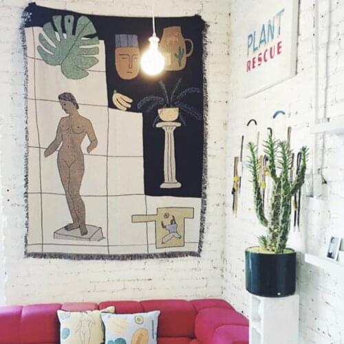 Retro Character Gardening Sofa Throw Knit Throw Blanket for Bed Jamaican Classical Tapestry Home Decorative Carpet Floor Mat