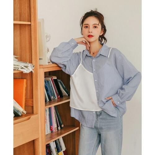 Neckline Lace-up Shirt Womens Long Sleeves Early Autumn New Womens Loose Lantern Sleeves Shirt Korean Student Top