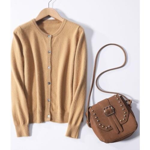 Women Jackets 100% Wool Knitted cardigans 2020 New Fashion O-neck Long Sleeve Female Sweaters Spring & Winter Standard Clothes