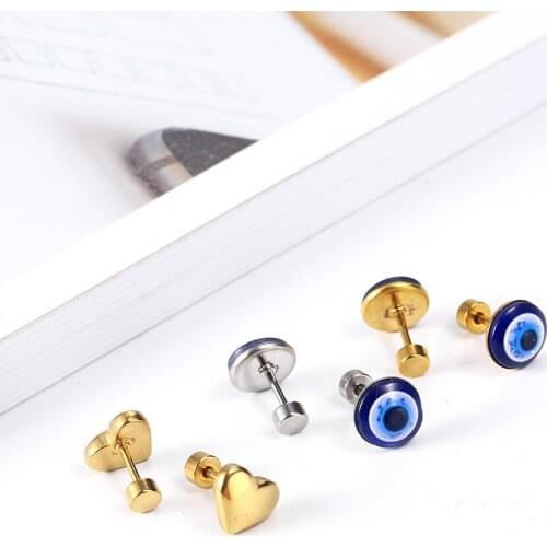 OUFEI Stud Earrings For Women Devils Eye Charm Stainless Steel Jewelry Woman Vogue 2019Jewelry Accessories Wholesale Lots Bulk