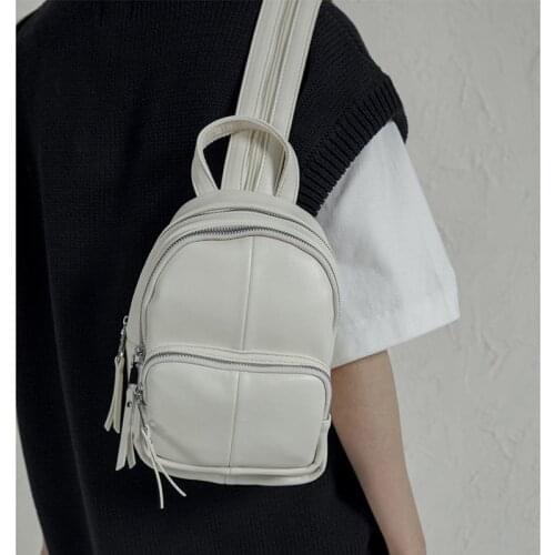 Women PU Backpack 2021 Summer Ins White Black Shopping High-quality Shoulder Bag Multifunction Cross Body Easy to Match Portable