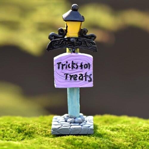 1pcs Street Light Signpost Fairy Garden Miniatures Decorations For Terrarium Moss Bonsai Flowerpot Gnome Home Resin Craft Jardin