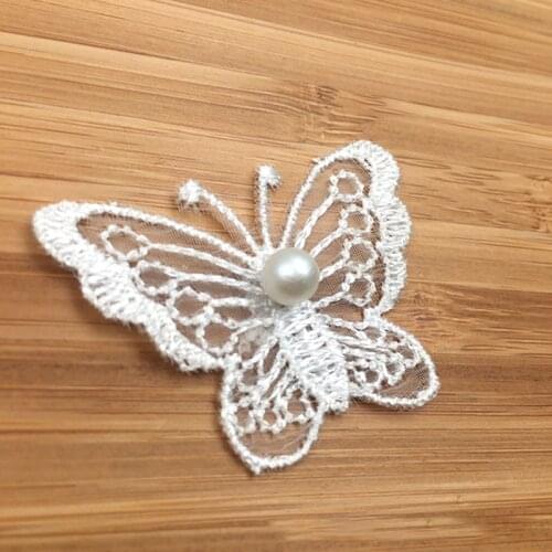 20pcs 3D Beading Lace Embroidery Butterfly for Diy Hair Accessories Clothing Headdress Decoration