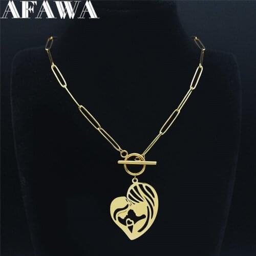 2021 Mom and Baby Stainless Steel Punk Neckless Gold Color Family Choker Necklace Jewelry cadena acero inoxidable N520S01