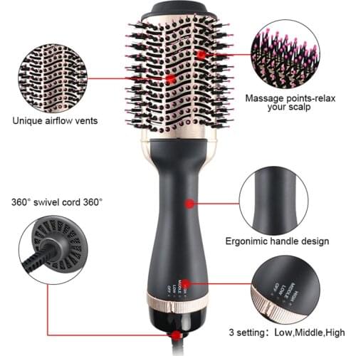3 IN 1 One Step Hair Dryer Volumizer Electric Blow Dryer Hot Air Brush Hair Straightener Curler Comb Hair Dryer And Styler