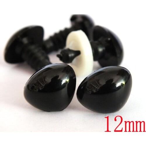 60pcs 12mm Safety Nose / Plastic Doll Noses Triangle Black Color For Bear Doll --Includes Backs for a Stronger Hold