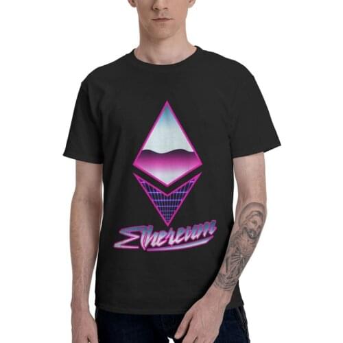 80s Retro Ethereum Tshirt Men Harajuku Tee Tops Cotton T Shirts Short Sleeve Crypto Currency Cryptocurrency T-shirts Gift Idea