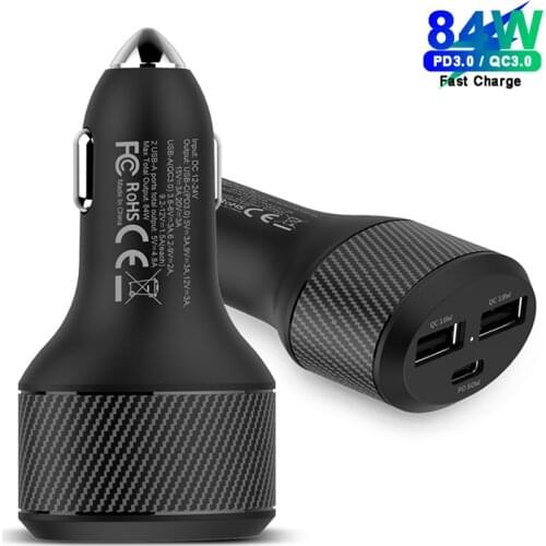 84W USB PD QC3.0 Fast Car Charging Adapter For MacBook iPhone 12 Pro Max 12Mini 11 SAMSUNG Nintendo Laptop QC4.0 60W/45W/30W/20W