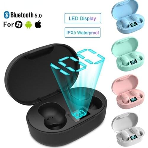 E6S Bluetooth Headphone Three True Digital Display Lunar New Year TWS Wireless Bluetooth Headphone 5.0 Battery Bar Rechargeable