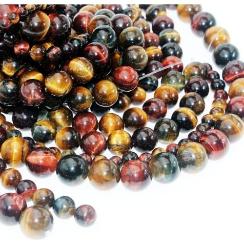 Bulk Wholesale Mixed Color Tiger Eye Natural Stone Beads Round Loose Beads 4 6 8mm 10mm 12mm for Needlework Jewelry Making