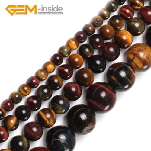6/8/10/16MM Round Mixed Color Tiger Eye Natural Stone Beads DIY Loose Beads For Bracelet Making Gift Strand 15" Wholesale