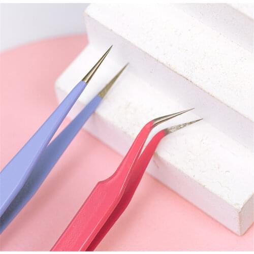 Color Macaron Stainless Steel Tweezers DIY Tape Sticker Scrapbook Essential Tool Small Parts Decoration Tool Eyelash Tweezers