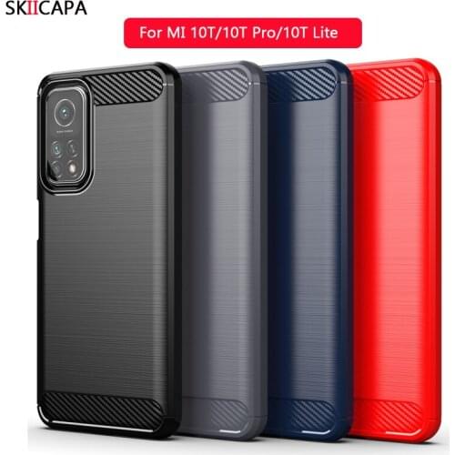 For xiaomi MI 10T 10T Pro 5G 10T Lite Case Shockproof Brushed Carbon Fiber Soft Bumper Case Cover for xiaomi 10t Pro 10t Lite