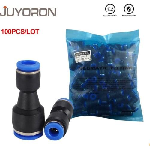 100Pcs Pneumatic Fittings 2-Way Straight Connector 8mm-6mm 6mm-4mm Air Water Hose Tube Push in Straight PG Fitting
